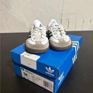 Adidas Kids Samba OG White and Gray Sneakers